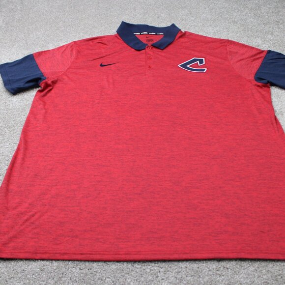 Nike Cleveland Guardians Polo Shirt Mens 3XL XXL Red Cooperstown Collection S/S - Picture 2 of 14